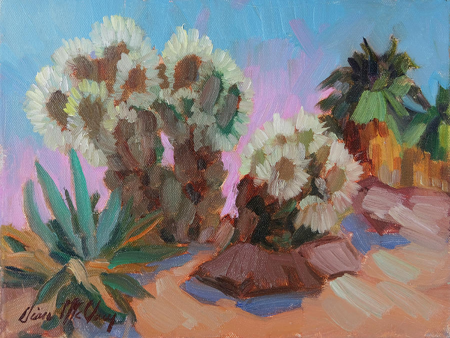 Teddy Bear Cholla Cactus - Living Desert Painting by Diane McClary