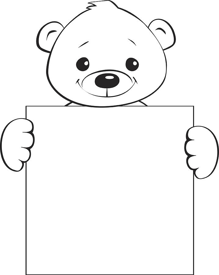Teddy Bear Holding A Blank Sign Drawing by Spoorloos
