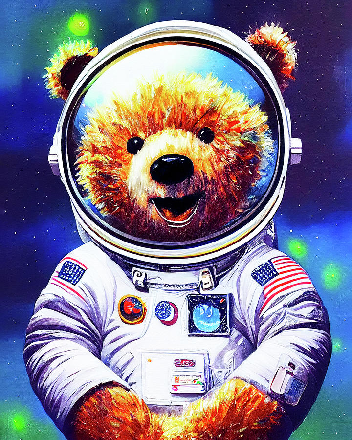 Teddy Bear In Space - Astronaut Digital Art by Mark Tisdale