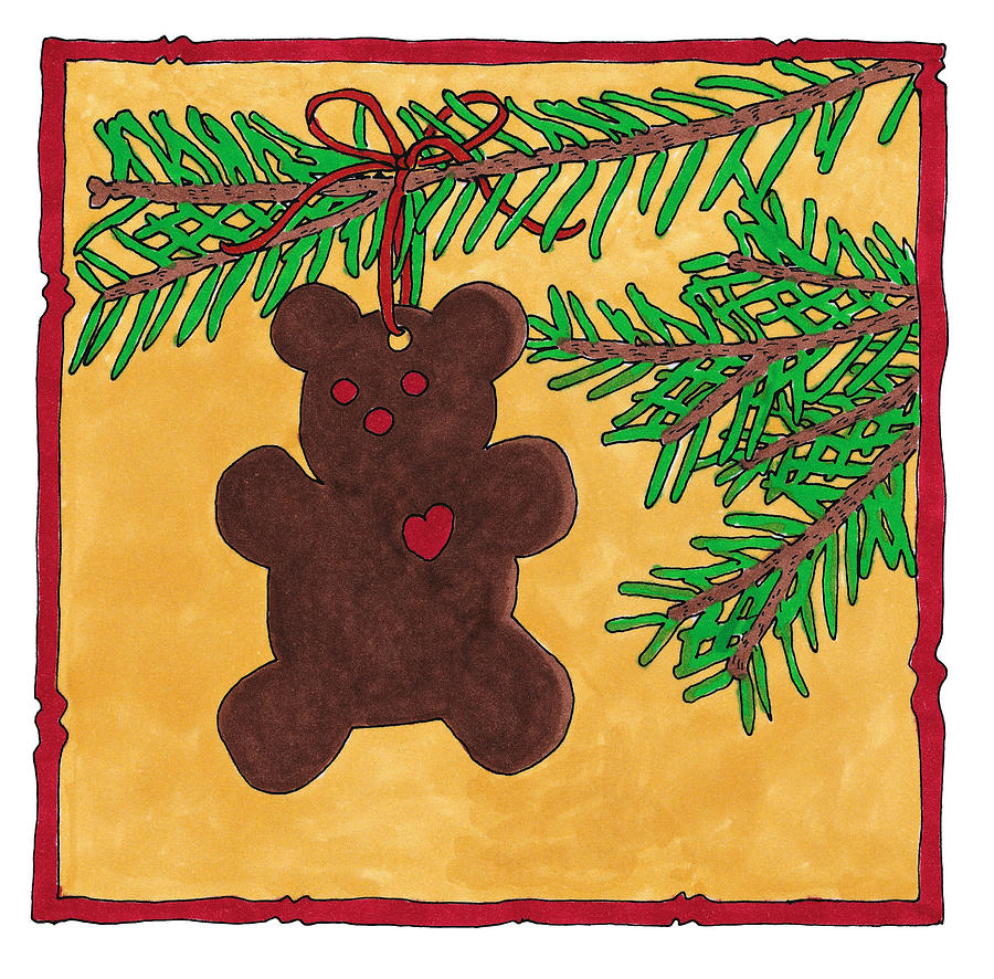Teddy Bear Ornament Drawing by Hawley Wright
