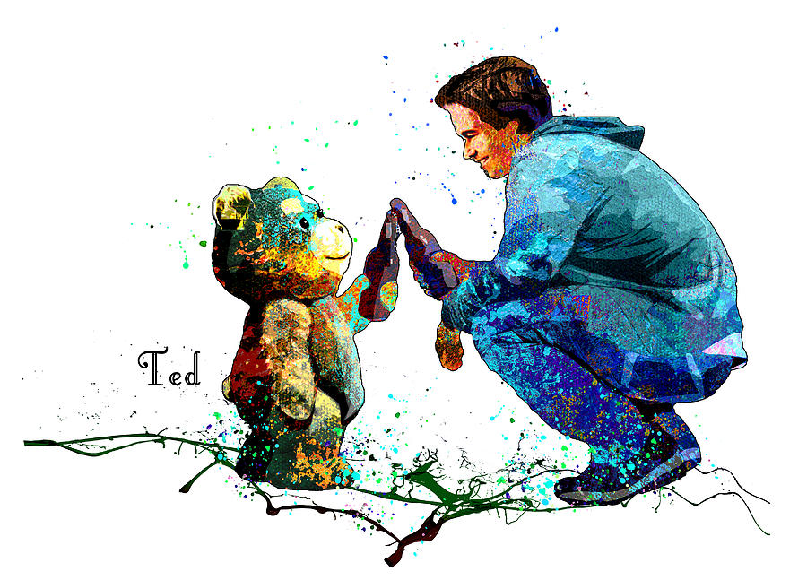 Teddy Bear Ted Mixed Media by Miki De Goodaboom