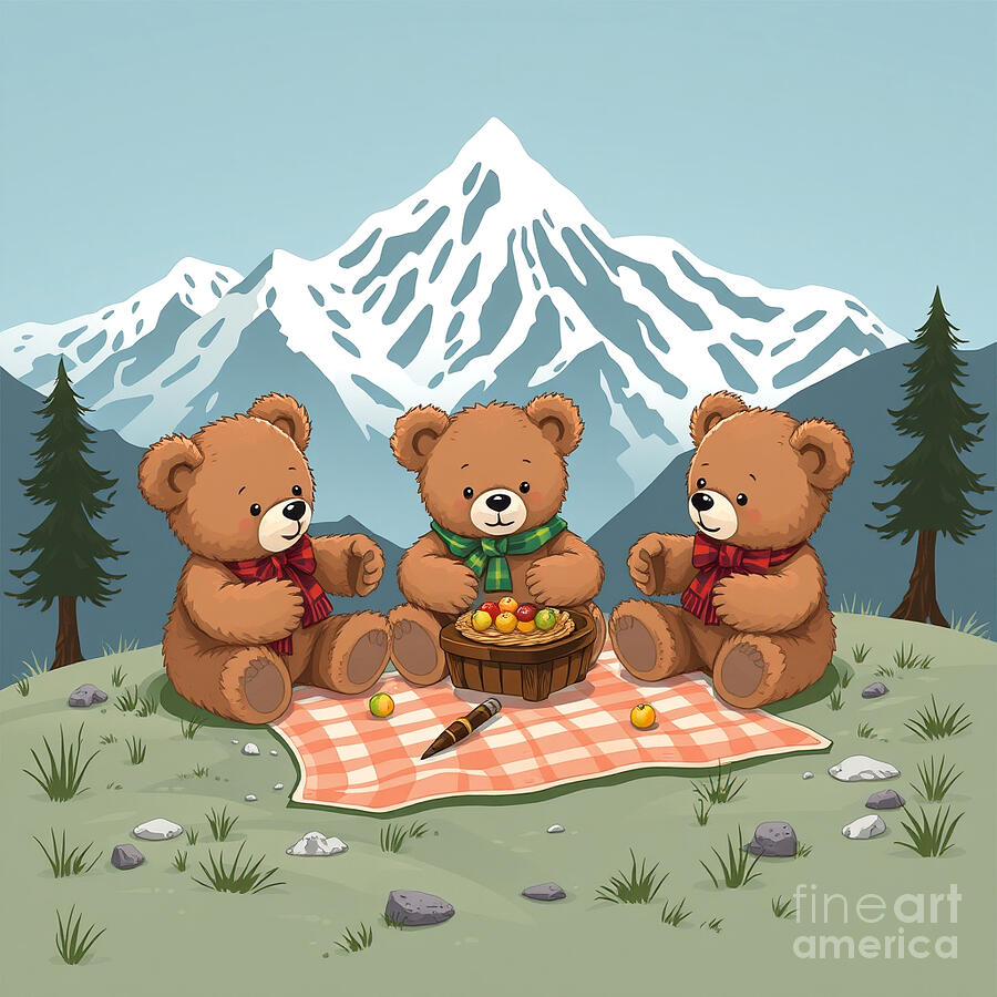 Teddy Bears Having a Picnic Digital Art by Steve Mitchell Teddy Bears Having a Picnic Digital Art by Steve Mitchell