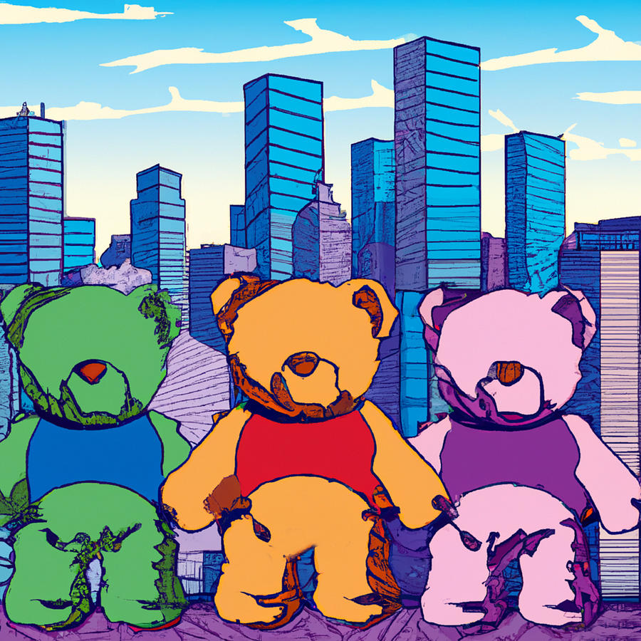 Teddy Bears In The City Painting