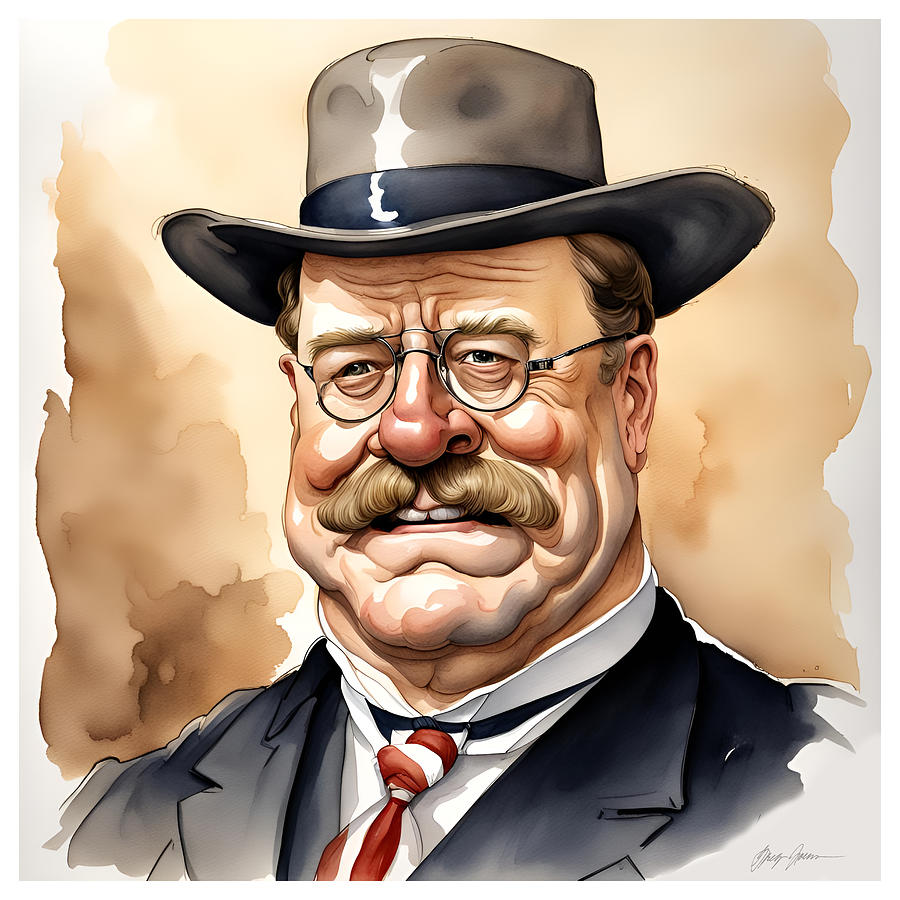 Teddy Roosevelt caricature Digital Art by Greg Joens