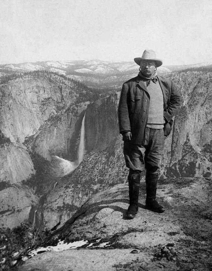 Teddy Roosevelt Posing On Glacier Point - Yosemite Valley 1903 Photograph by War Is Hell Store