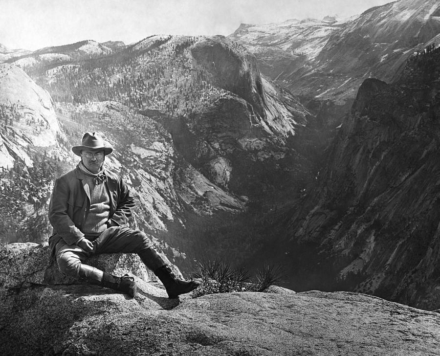 Teddy Roosevelt Sitting On Mountain Top At Glacier Point - Yosemite Circa 1903 Photograph by War Is Hell Store
