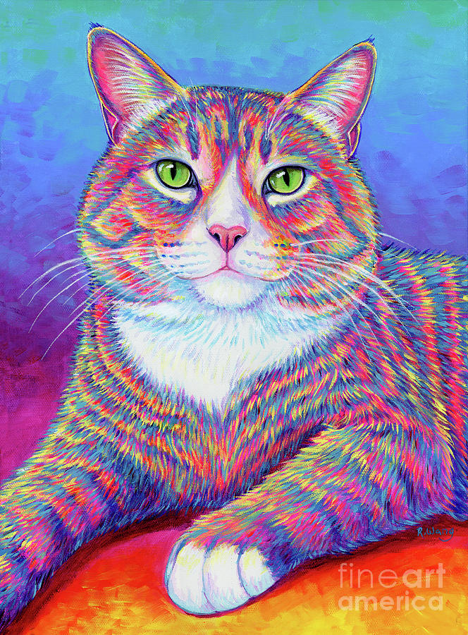 Teddy the Colorful Brown Tabby Cat Painting by Rebecca Wang