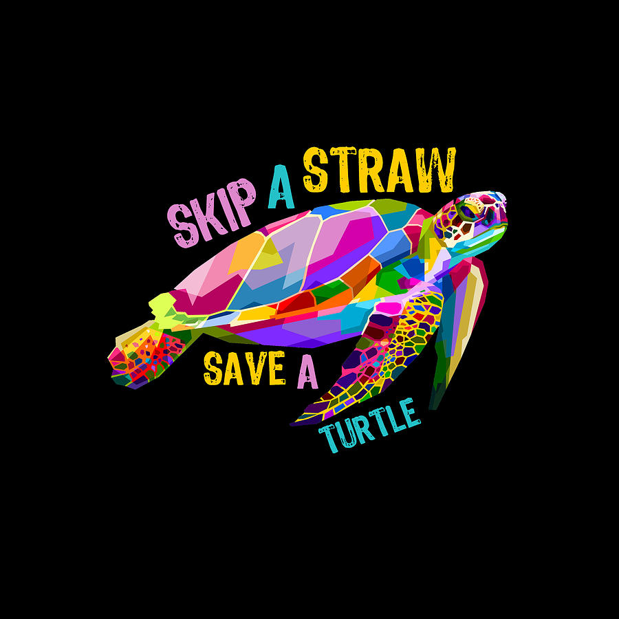 Tee Tees T-shirt Rubino Turtle Straw Save Turtle Painting