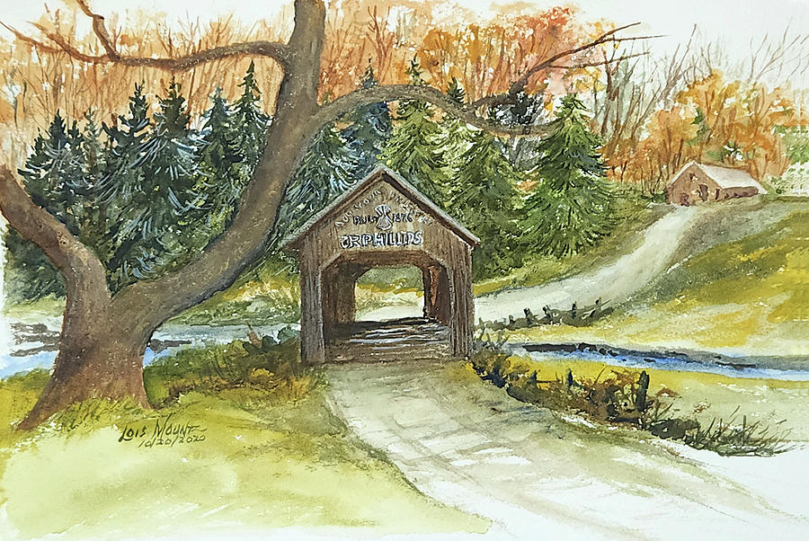 Teegarden Covered Bridge  Painting by Lois Mountz