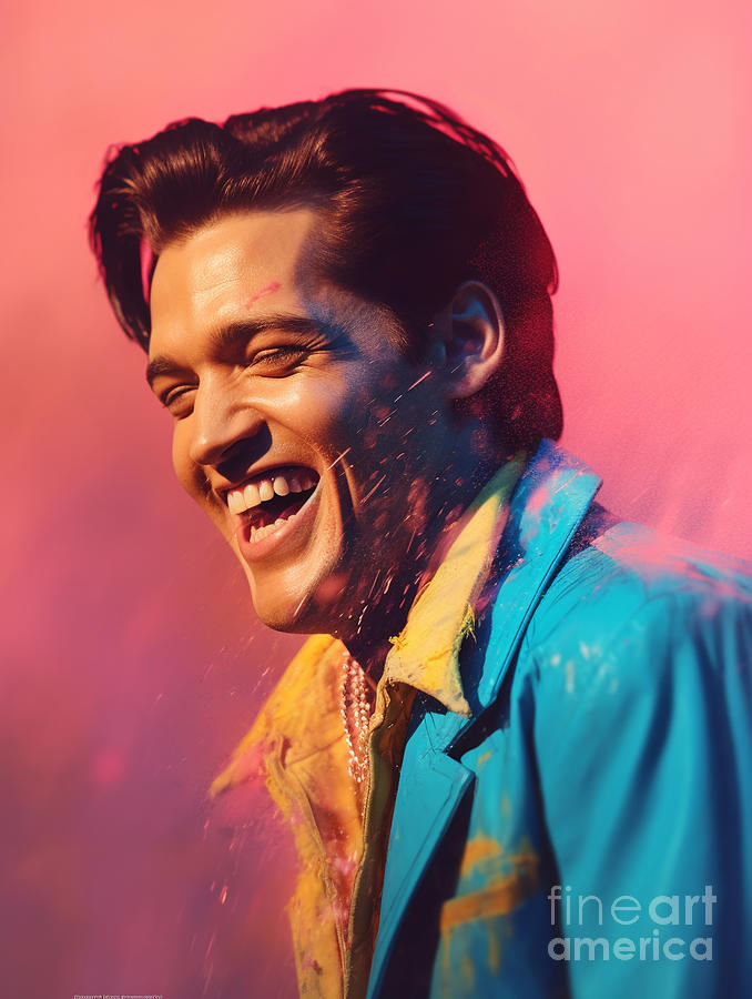 Teen  Elvis  Presley  Happy  And  Smiling  Surreal  By Asar Studios Painting