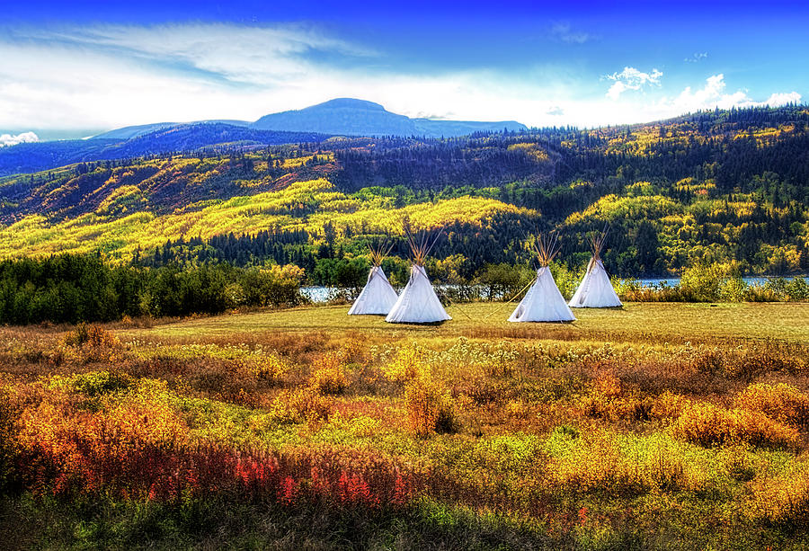 Teepees by Lower Saint Mary Lake Photograph by Carolyn Derstine