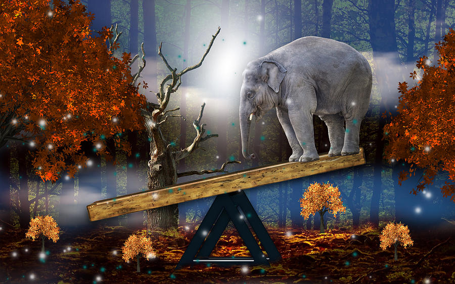 Teeter Totter Elephant Mixed Media by Marvin Blaine