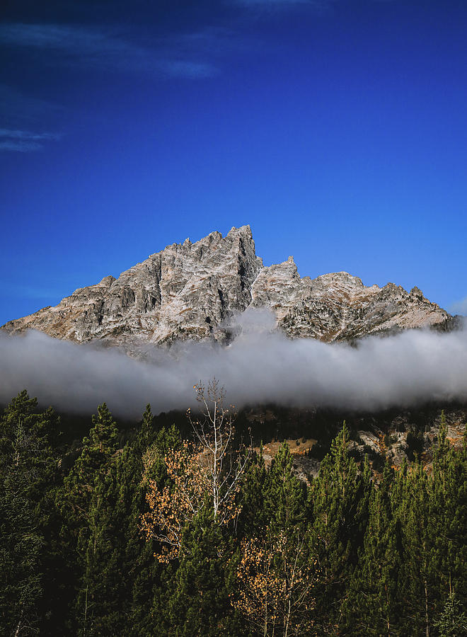 Teewinot Mountain In Clouds Photograph by Dan Sproul