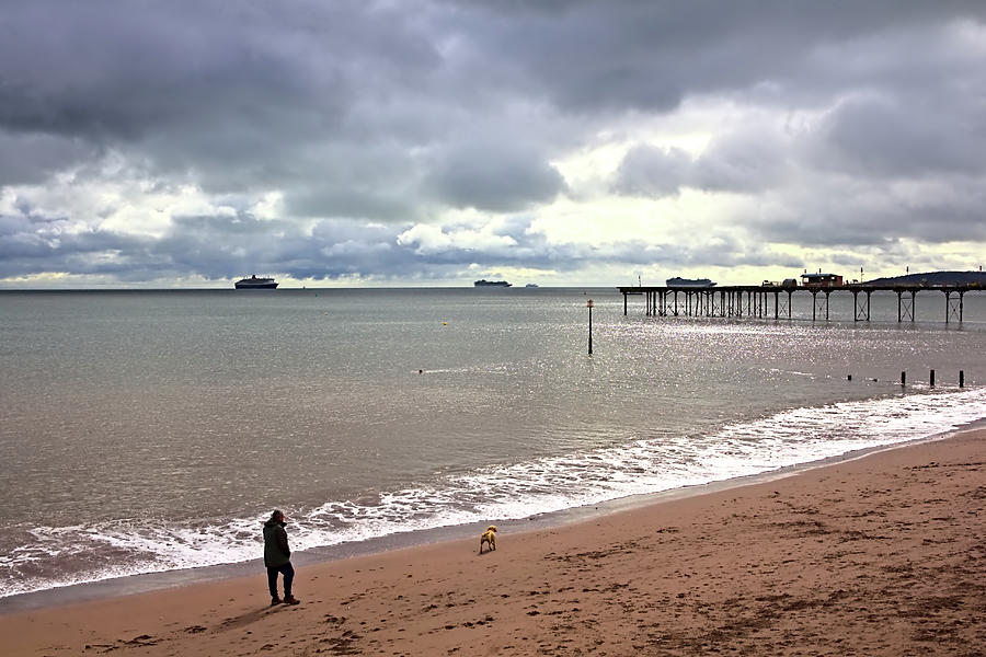 Teignmouth Beach on a Cloudy October Day Photograph by Jeremy Hayden
