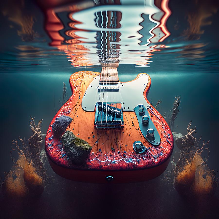 Music Digital Art - Telecaster Drowned by iTCHY