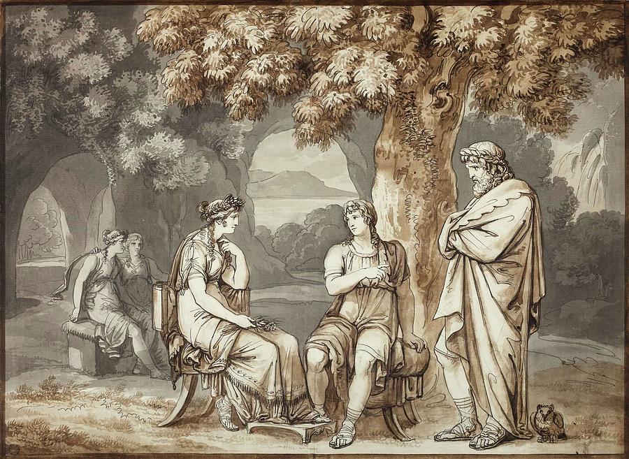 Telemachus And Mentor Relating Their Tales To Calypso Painting