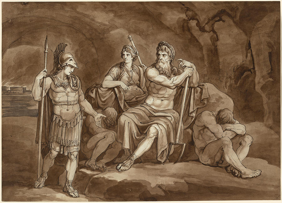 Telemachus Requests Permission from Pluto to Seek His Father in the Underworld Drawing by Bartolomeo Pinelli