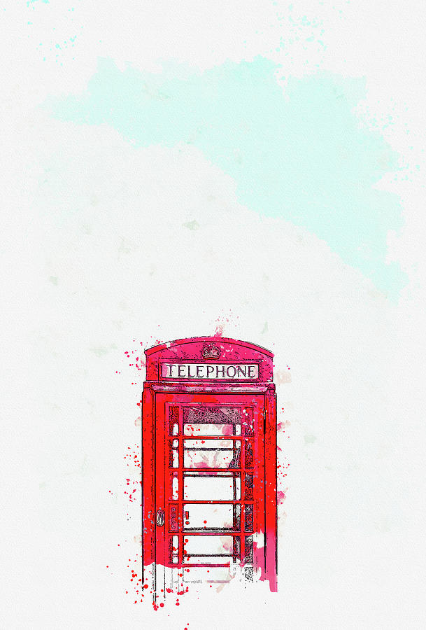 Telephone Box, ca 2021 by Ahmet Asar, Asar Studios Painting by Celestial Images
