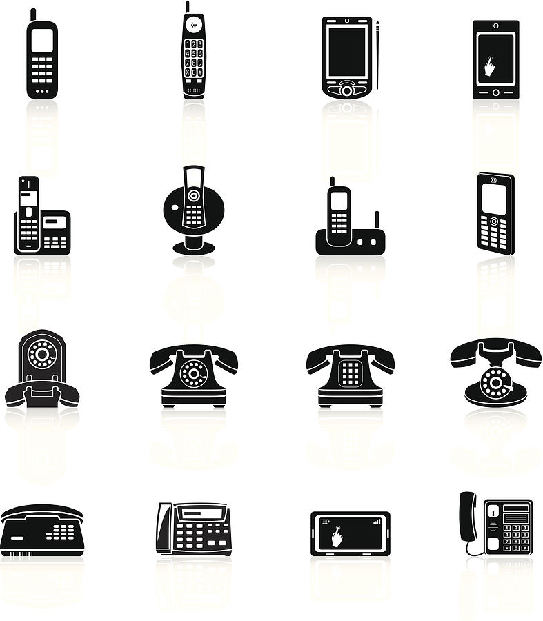 Telephone Icons - Black Series Drawing by Marlanu