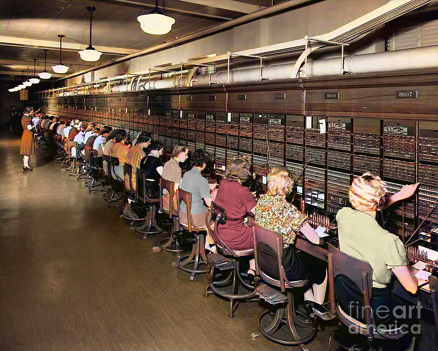 Boston Photograph - Telephone Switchboard Operators 1930s Colorized 20210408 by Wingsdomain Art and Photography