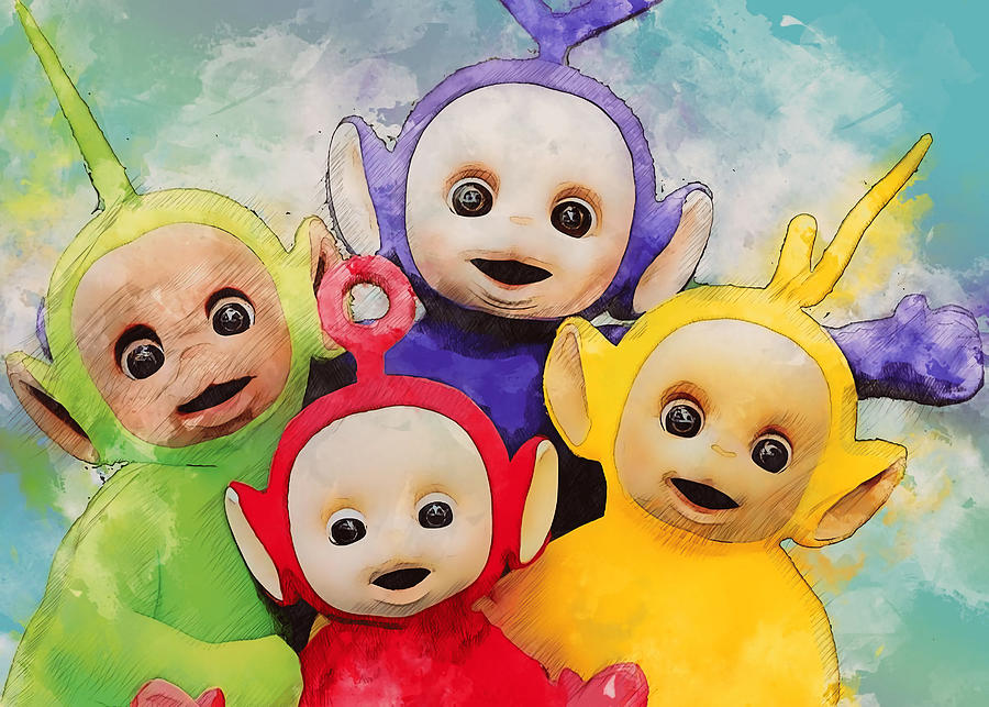 Seasons Painting - Teletubbies  yellow gift by Daisy Clarke