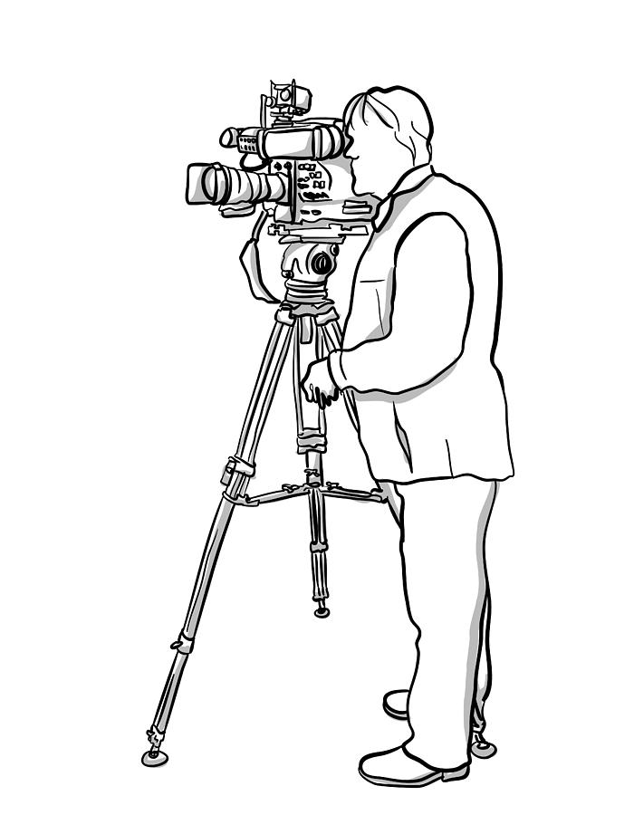 Television Broadcast Cameraman Drawing by A-Digit