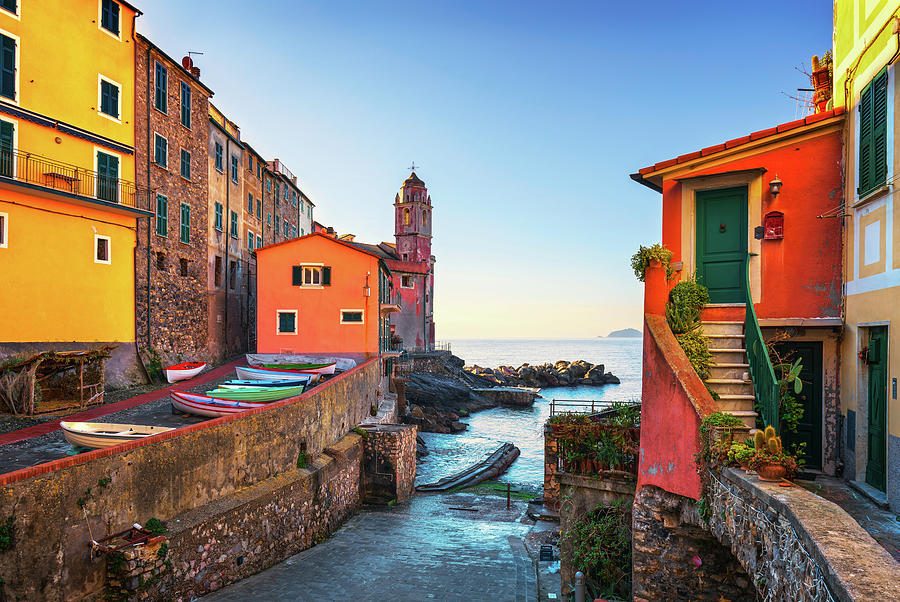 Tellaro Street and Sea, Liguria Photograph by Stefano Orazzini
