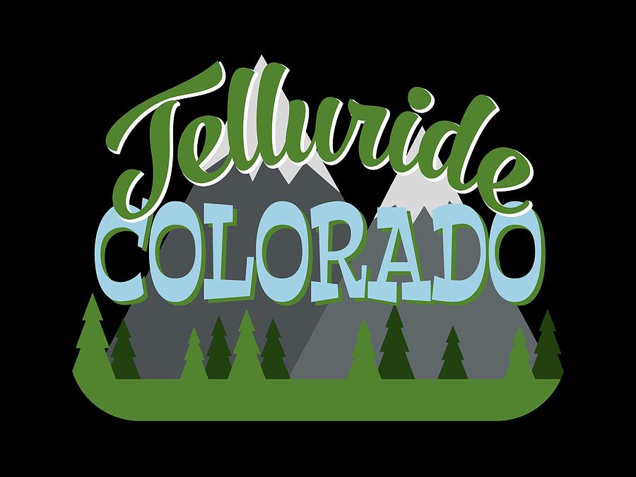 Vintage Digital Art - Telluride Colorado Retro Mountains Trees by Flo Karp
