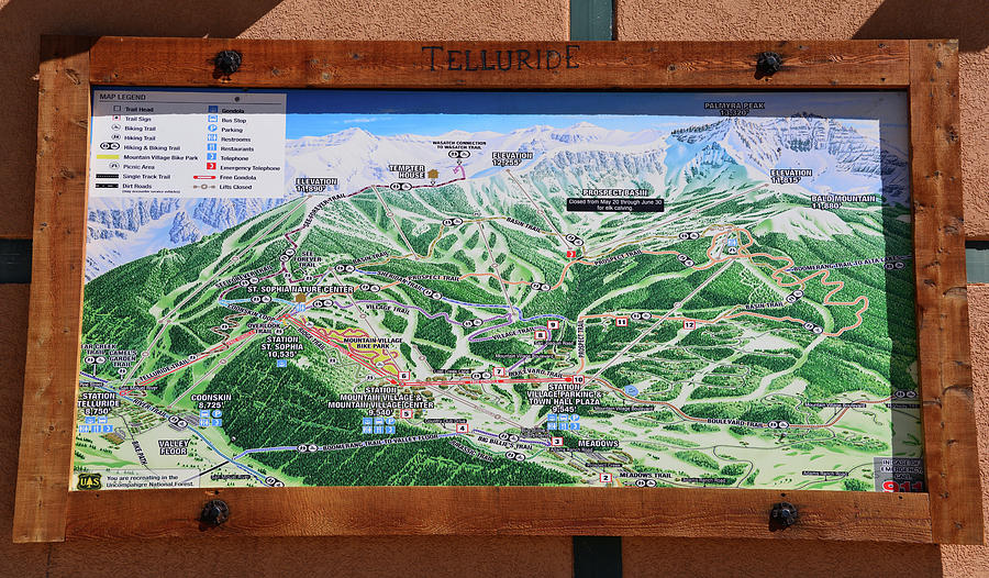 Mountain Photograph - Telluride Ski Map Detail  by David Lee Thompson