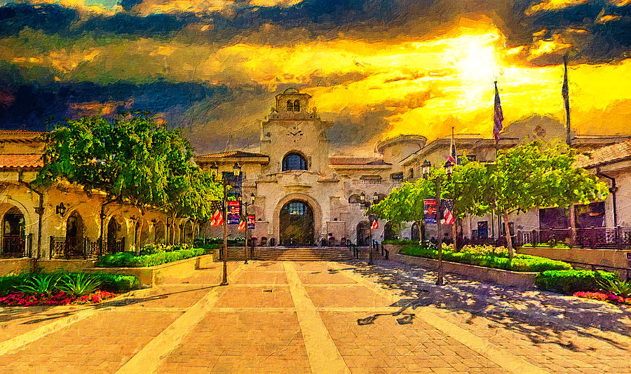 Temecula City Hall in the morning - digital painting Digital Art by Nicko Prints