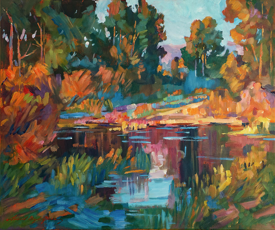 Temecula Fishing Pond  Painting by David Lloyd Glover