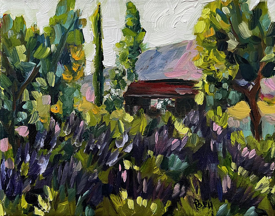 Temecula Lavender Farm Painting by Roxy Rich