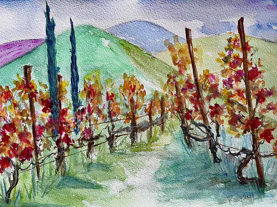 Temecula Vineyard Landscape Painting by Roxy Rich