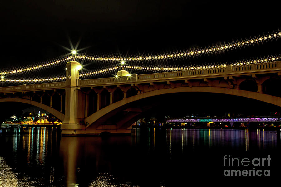 Tempe Town Lake at Night Photograph by Elisabeth Lucas - Fine Art America