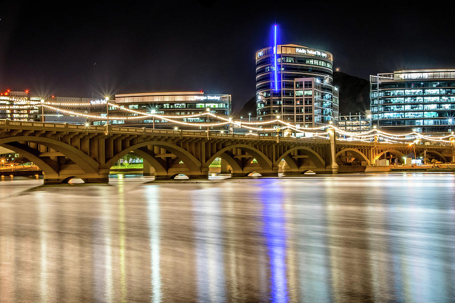 Tempe Town Lake at night Photograph by Hope Photography