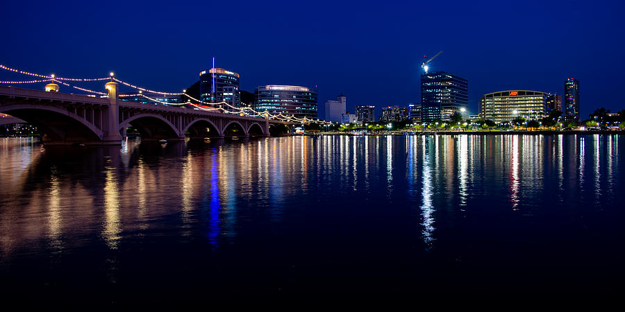Tempe Photograph - Tempe Town Lake Nights Panoramic by Bonny Puckett