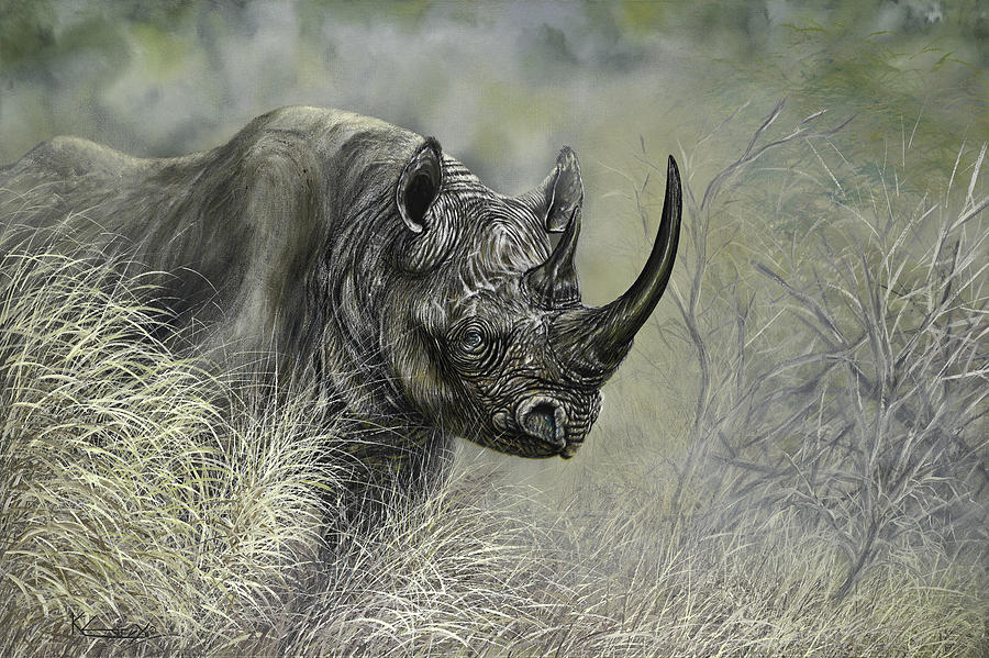 Temperamental Black - Chipembere Painting by Keith Carey