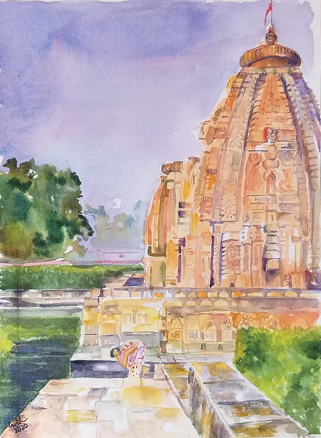 Temple Painting - Temple architecture India  by Geeta Yerra