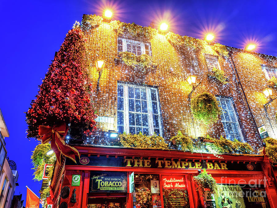 Temple Bar Christmas Lights in Dublin Photograph by John Rizzuto Pixels