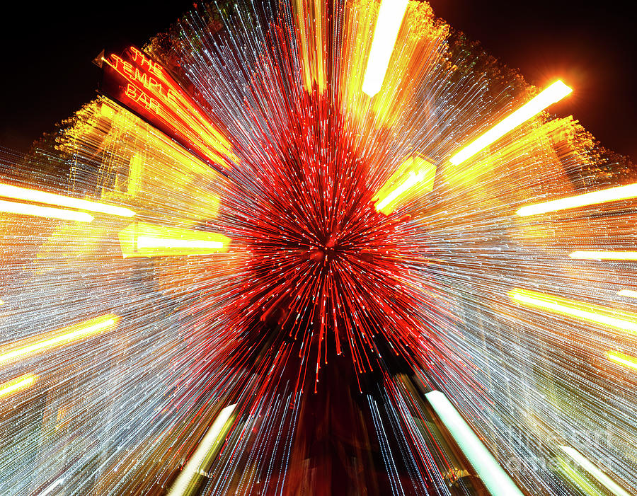 Temple Bar Pub Christmas Tree Light Explosion in Dublin Photograph by John Rizzuto