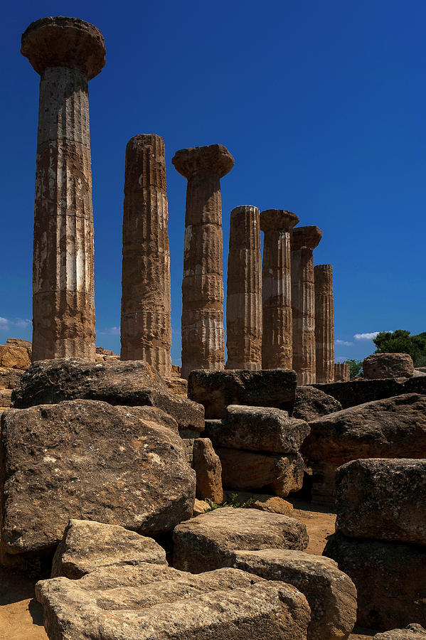 Temple colonnade at Agrigento, known to the Ancient Greeks as Akragas ...