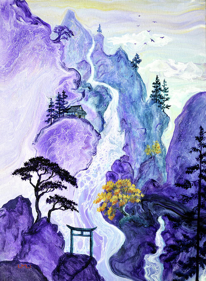 Temple in the Purple Mountains Painting by Laura Iverson
