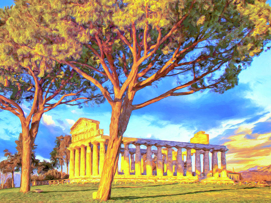 Temple of Athena - Campania Italy Painting by Dominic Piperata