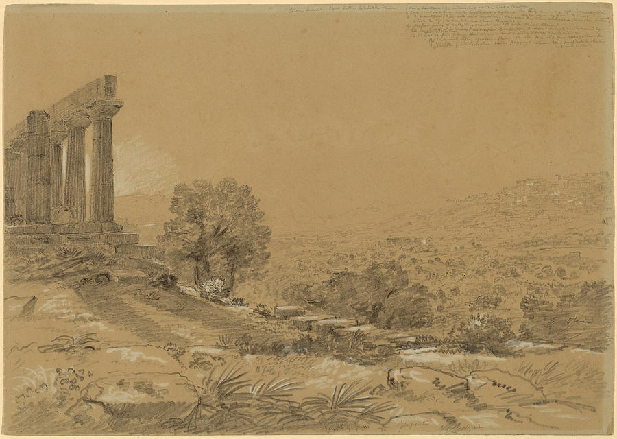 Temple of Juno, Agrigentum, Sicily Drawing by Thomas Cole