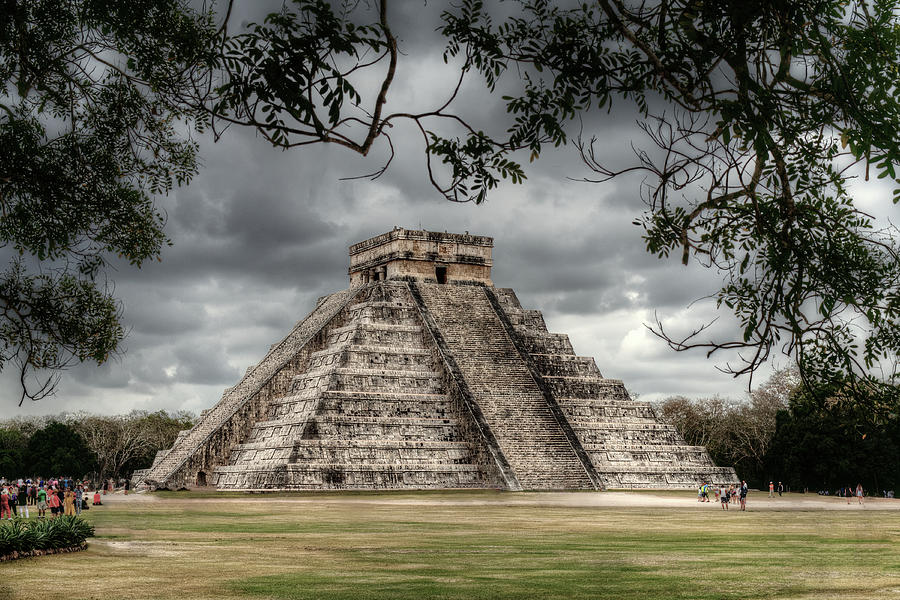 Mayan Photograph - Temple of Kukulcan Pyramid at Chichen Itza World Heritage site, Mexico on Equinox of 2018 by Peter Herman