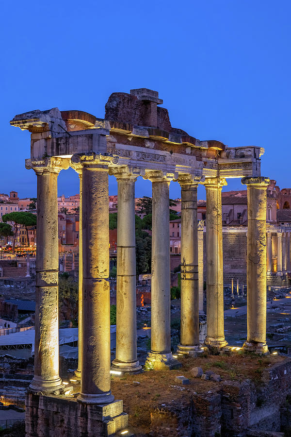 Temple of Saturn in Rome at Dusk Photograph by Artur Bogacki