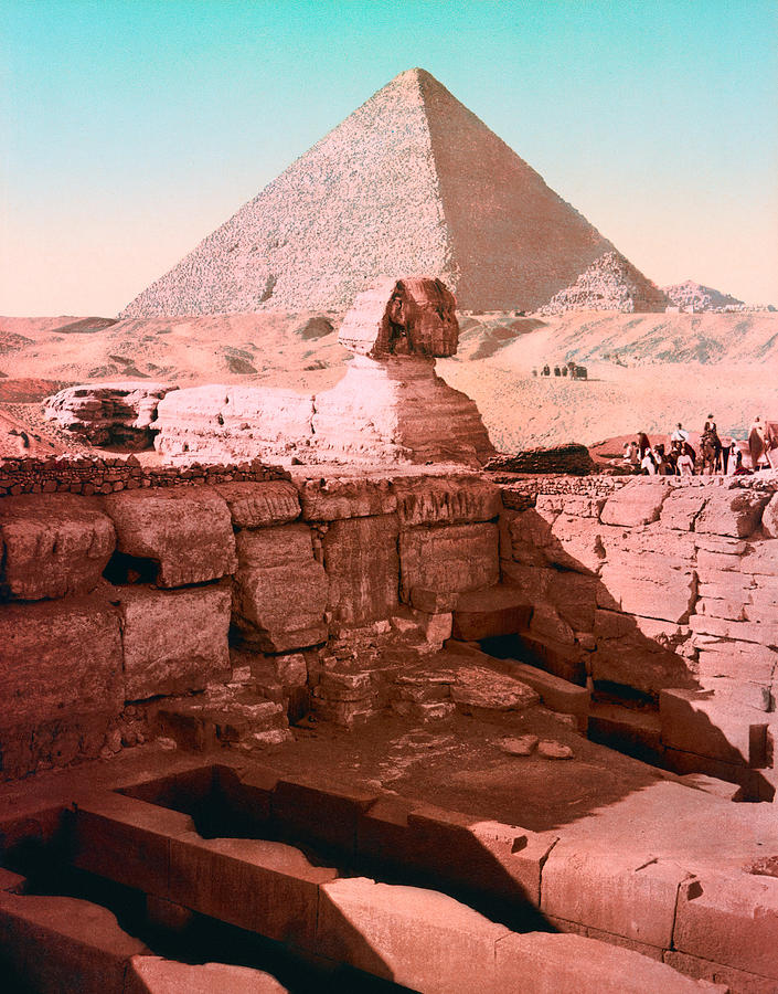 Temple Of The Sphinx - Cairo Egypt - Circa 1900 Photochrom Photograph by War Is Hell Store