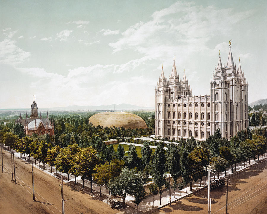 Temple Square - Salt Lake City - 1899 Photochrom Photograph by War Is Hell Store