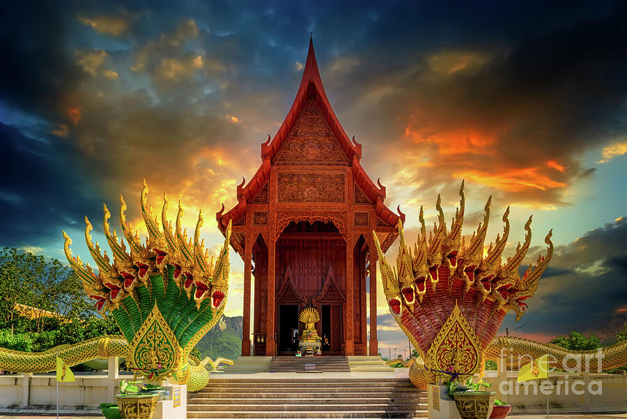 Temple Sunset Thailand Photograph by Adrian Evans