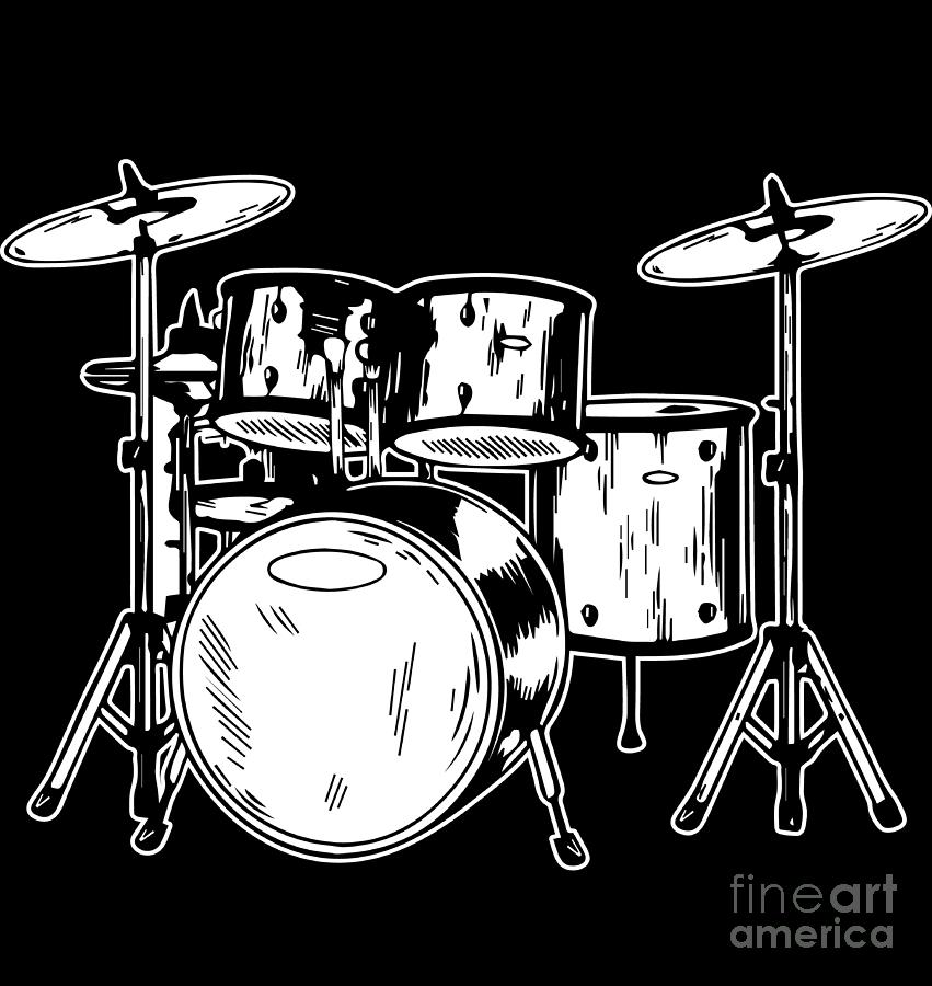 Tempo Music Band Percussion Drum Set Drummer Gift Digital Art by Haselshirt